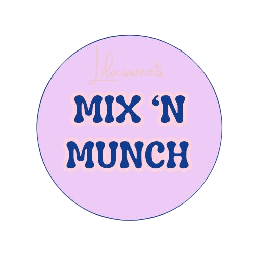 Round purple label with 'Mix N Munch' CLEAR BACKGROUND